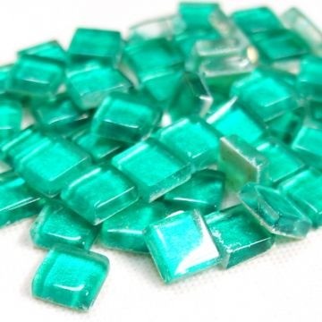 Glas Vierkantjes 12mm Metallic Shine 50 gram Fel Turquoise A10