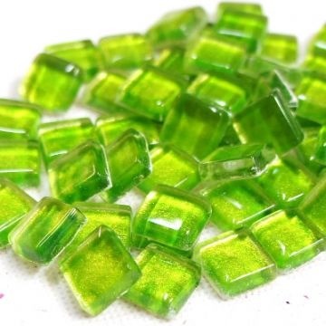 Glas Vierkantjes 12mm Metallic Shine 50 gram Lime A14