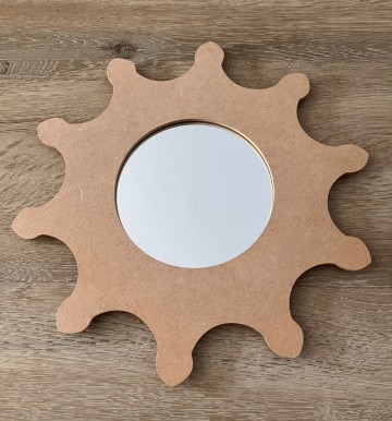 Ondergrond houten spiegel bloem 32 cm