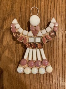 Mozaiekpakket kerstengel 1 Wit-Roze