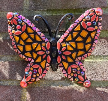 Mozaiekpakket metalen Vlinder 22.5 x 18.5 cm Oranje-Rood