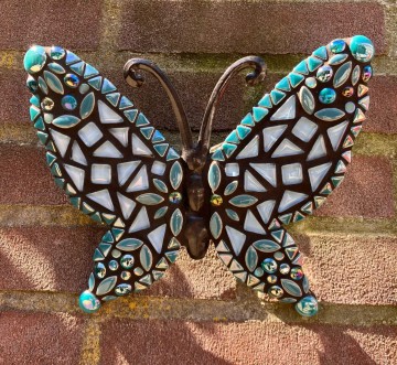 Mozaiekpakket metalen Vlinder 22.5 x 18.5 cm Turquoise-Lichtblauw