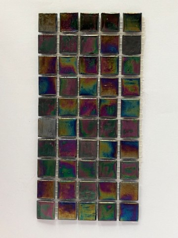 Glas Vierkantjes 15mm divers 50 stuks Antraciet Parelmoer