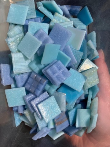 Glas Vierkantjes 20mm 500 gram voordeelzakken Luxe Babyblauw Mix