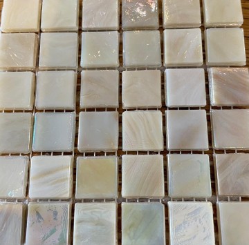 koopjes) Glas Vierkantjes 15mm 36 stuks Beige Parelmoer