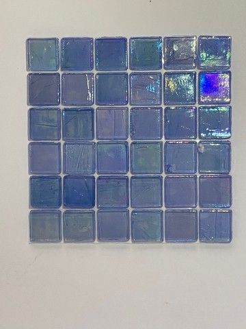 Glas Vierkantjes 15mm divers 36 stuks Blauw Parelmoer Transparant