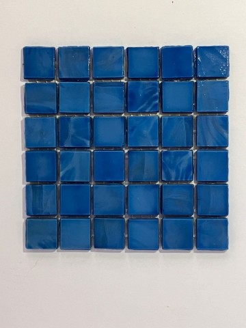 Glas Vierkantjes 15mm divers 36 stuks Blauw