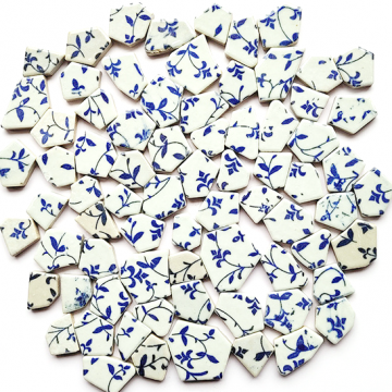 Keramiek Puzzelsteentjes 250 gr Delftsblauwe Blaadjes