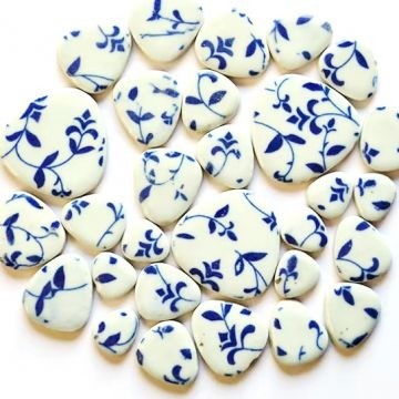 Keramiek Pebbles set Delftsblauwe Blaadjes