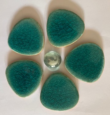 Keramiek Pebble bloem 10 cm turquoise