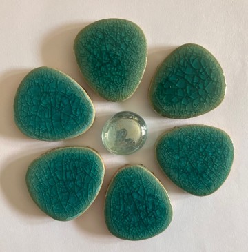 Keramiek Pebble bloem 8,5 cm turquoise