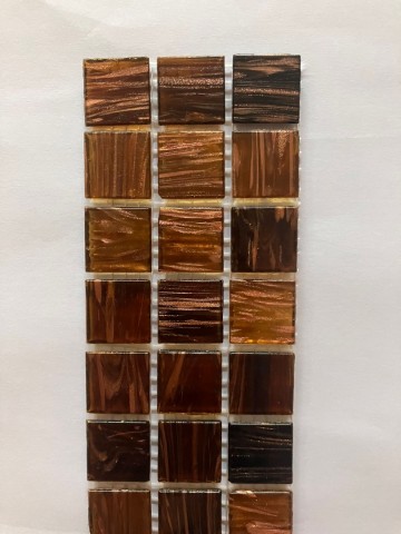 Glas Vierkantjes 20mm Goudader 45 stuks Brons-Bruin Mix