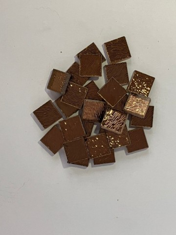 Glas Vierkantjes 15mm Metallic 36 stuks Brons Textuur