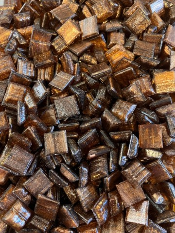 Glas Vierkantjes 10mm Goudader 50 Gram Bruin-Brons