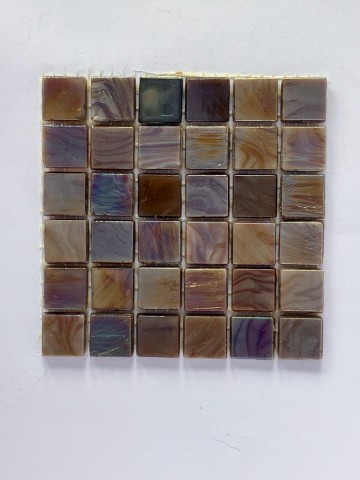 Glas Vierkantjes 15mm divers 36 stuks Bruin Melange