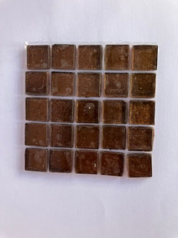 Glas Vierkantjes 15mm Metallic 25 stuks Bruin
