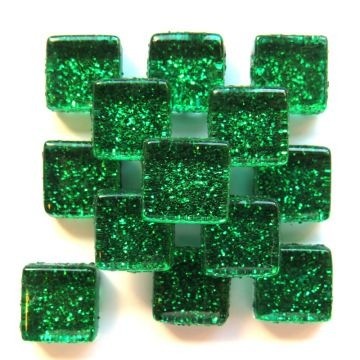 Glas Vierkantjes 10mm Glitter 50 gram Groen