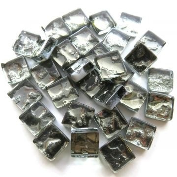 Glas Vierkantjes 10mm 25 gram Zilver textuur