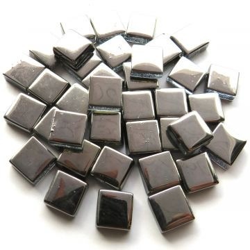 Glas Vierkantjes 10mm 25 gram Zilver glad