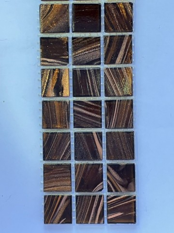 Glas Vierkantjes 20mm Goudader 45 stuks Donkerbruin