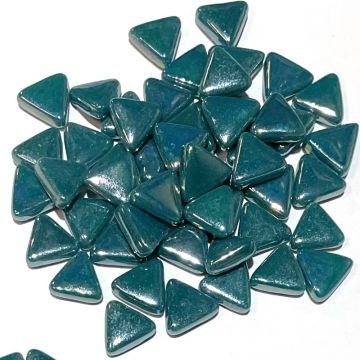 Glas Driehoekjes 10mm 50 gram Donker Turquoise Parelmoer 016P