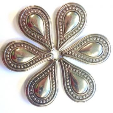 Decoratieve acryl druppels 16 x 25 mm  6 stuks Zilver