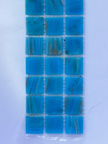 Glas Vierkantjes 20mm Goudader 45 stuks Fris Blauw