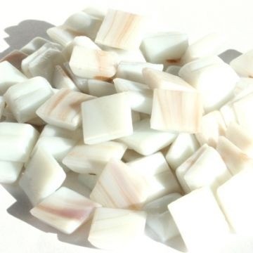 Glas Vierkantjes 10mm Goudader 50 gram Wit G07