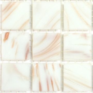 Glas Vierkantjes 20mm Goudader 45 stuks Wit G07