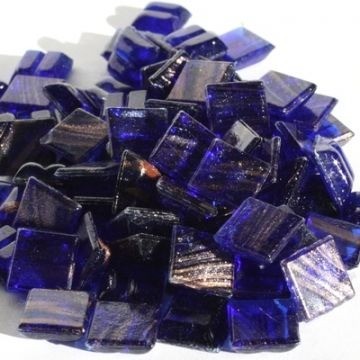 Glas Vierkantjes 10mm Goudader 50 gram Donkerblauw G19