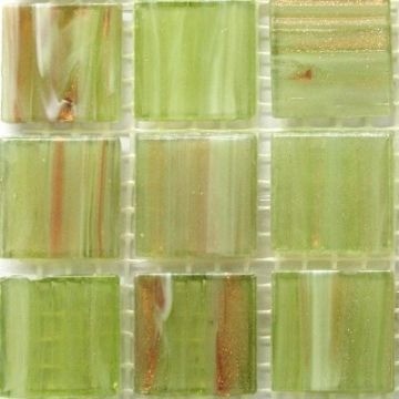 Glas Vierkantjes 20mm Goudader 45 stuks Lichtgroen G21