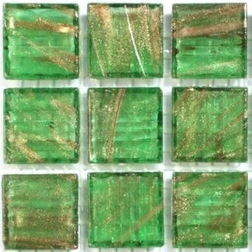 Glas Vierkantjes 20mm Goudader 45 stuks Donkergroen G24