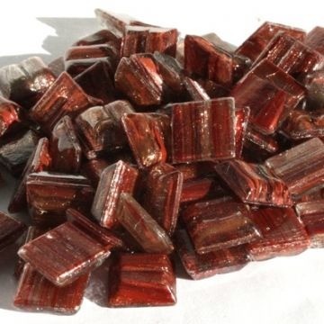 Glas Vierkantjes 10mm Goudader 50 gram Kastanje GA76