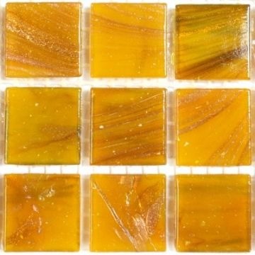 Glas Vierkantjes 20mm Goudader 45 stuks Oker GB92