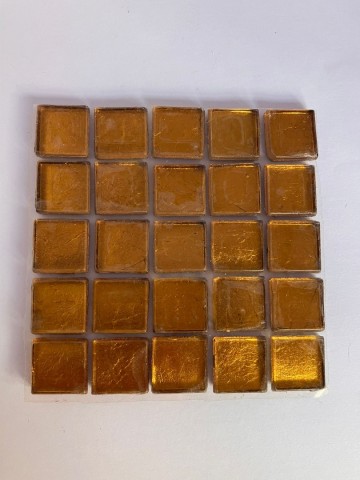 Glas Vierkantjes 15mm Metallic 25 stuks Geel-Goud