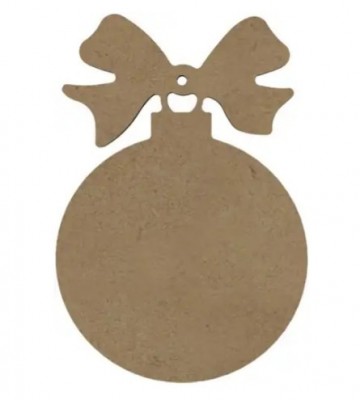 Ondergrond houten kerstbal met strik 16 x 11 cm