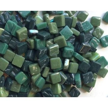 Glas Vierkantjes 8mm Mixkleuren 50 gram Donkergroen