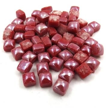 Glas Vierkantjes 5mm (micro) 20 gram Parelmoer Donkerrood H10L