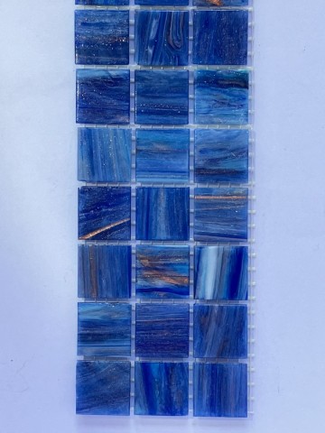 Glas Vierkantjes 20mm Goudader 45 stuks Helder Blauw