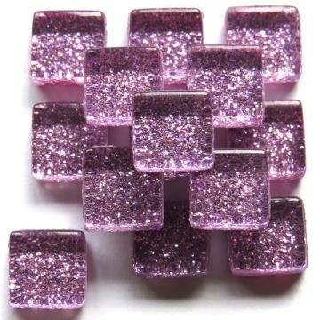 Glas Vierkantjes 10mm Glitter 50 gram Lila