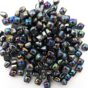 Glas Vierkantjes 5mm (micro) 20 gram Parelmoer Zwart HW09