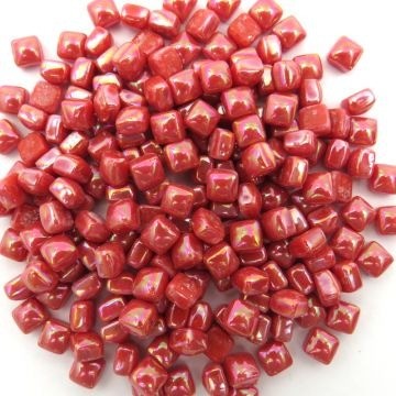 Glas Vierkantjes 5mm (micro) 20 gram Parelmoer Watermeloen HW48