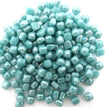 Glas Vierkantjes 5mm (micro) 20 gram Parelmoer Turquoise HW85