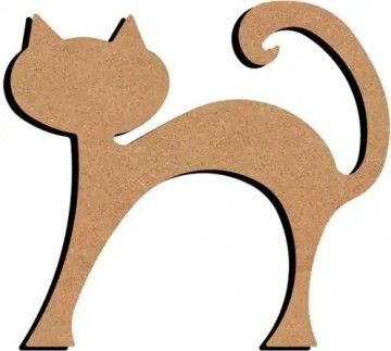 Ondergrond houten kat krul omhoog 15 cm