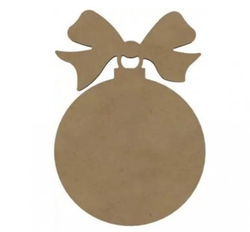 Ondergrond houten kerstbal met strik 30 cm