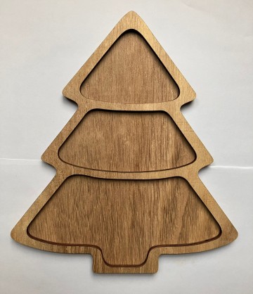 Ondergrond houten kerstboom 3 vlakken met rand 22.5 x 20.5 cm