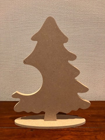 Ondergrond houten kerstboom op voet met sparing voor kerstbal 33 x 25 cm