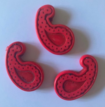 Keramische Komma's 15 x 25 mm 3 stuks Donker Roze