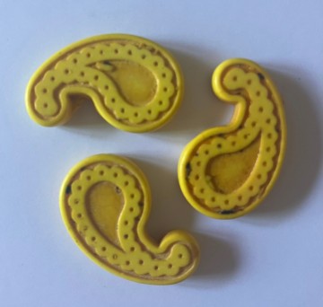 Keramische Komma's 15 x 25 mm 3 stuks Geel