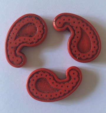 Keramische Komma's 15 x 25 mm 3 stuks Rood